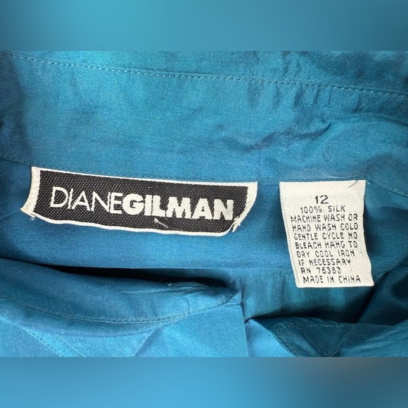 Vintage Diane Gilman 100% Silk Long Sleeved Midi Dress Size 12 - Picture 5 of 8